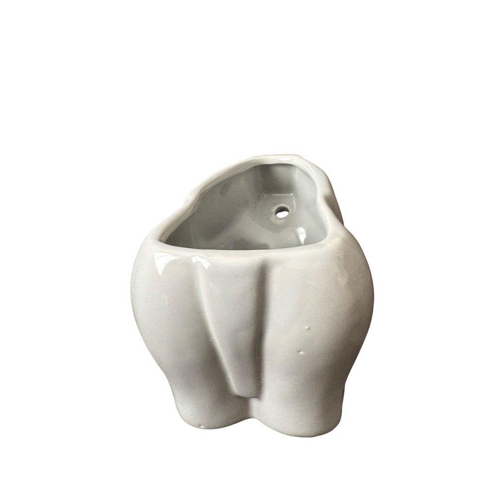 Ceramic Elephant Succulent Planter Gray Modern Pot 5" Small Planter Decor - Picture 3 of 5
